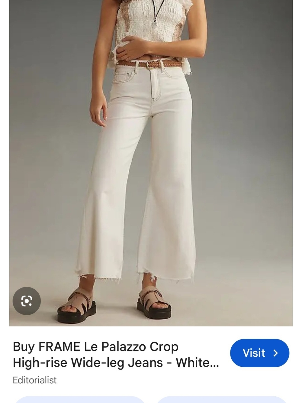 Frame Denim White Wide-Leg Crop Jeans